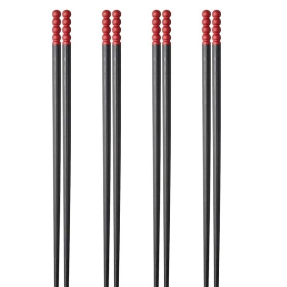 Reusable 9 inch Chopsticks, Red & Black. 4 Pairs Decorative New - Picture 1 of 3